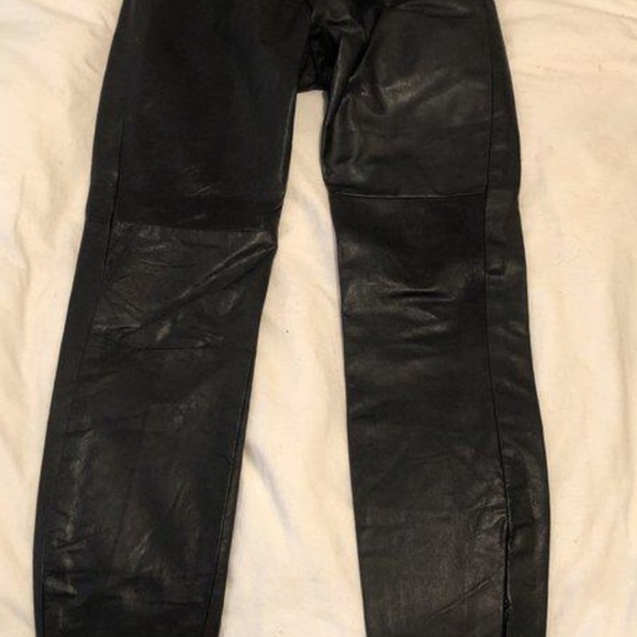 Black custom tailored leather pants - Picture 3 of 3